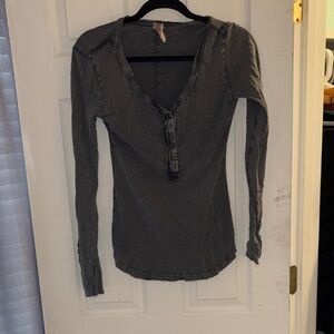 Free People Charcoal Long Sleeve Top